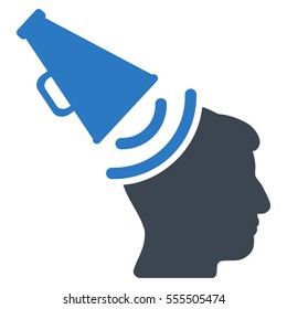 Propaganda Megaphone vector icon. Style is flat graphic bicolor symbol, smooth blue colors, white background.