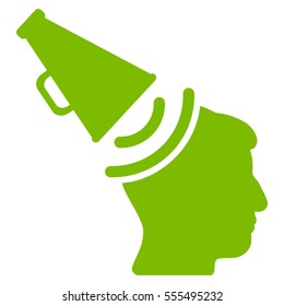 Propaganda Megaphone vector pictogram. Style is flat graphic symbol, eco green color, white background.