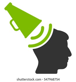 Propaganda Megaphone vector pictograph. Style is flat graphic bicolor symbol, eco green and gray colors, white background.