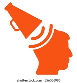 Propaganda Megaphone vector pictograph. Style is flat graphic symbol, orange color, white background.