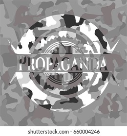 Propaganda on grey camo texture