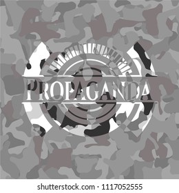 Propaganda on grey camouflaged pattern