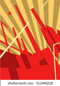 propaganda poster with constructivist