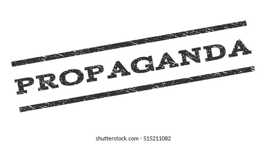 Propaganda watermark stamp. Text caption between parallel lines with grunge design style. Rubber seal stamp with unclean texture. Vector color ink imprint on a white background.