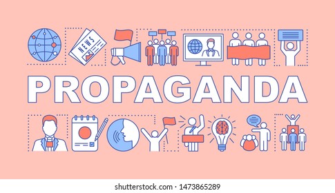Propaganda word concepts banner. Electioneering. Political campaign. Presidential nomination. Presentation, website. Isolated lettering typography idea with linear icons. Vector outline illustration