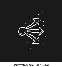 Propagate arrows icon in doodle sketch lines. 