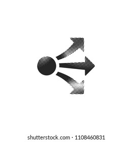 Propagate arrows icon in halftone style. Black and white monochrome vector illustration.