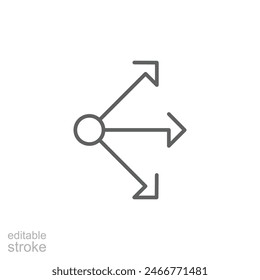 Propagate arrows icon. Simple outline style. Expansion, expand, diffusion, outward, spread, arrow, human resources concept. Thin line symbol. Vector illustration isolated. Editable stroke.