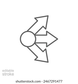 Propagate arrows icon. Simple outline style. Expansion, expand, diffusion, outward, spread, arrow, human resources concept. Thin line symbol. Vector illustration isolated. Editable stroke.