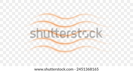 Propagation of heat waves from a heating device or air conditioner. Room heating concept. Realistic 3d vector illustration isolated on transparent background.