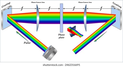 Propagation of light in grating and plano convex lens creating an optical vortex.