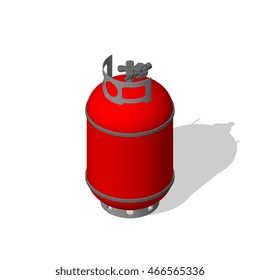 Propane gas balloon. Isolated on white background. 3d Vector colorful illustration.3d isometric style.