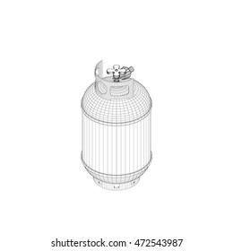Propane gas balloon. Isolated on white background. Vector outline illustration.3d isometric style.