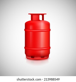 Propane gas balloon. Red gas tank, gas container.