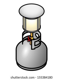 A Propane Gas Bottle With A Camp Lantern Attachment.