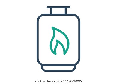 Propane icon. gas cylinder with fire. icon related to utilities. line icon style. utilities elements vector illustration