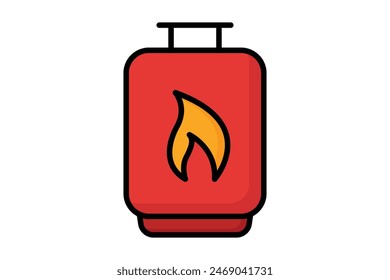 Propane icon. gas cylinder with fire. icon related to utilities. colored outline icon style. utilities elements vector illustration
