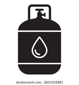 Propane tank icon featuring a droplet symbol signifying fuel storage cylinder industrial container business capacity isolated