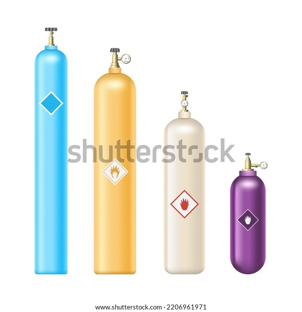 Propane Tanks Compressed Oxygen Dangerous Gas Stock Vector (Royalty