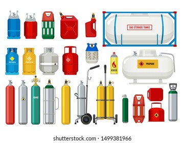 Propane tanks. Gas safety ballons dangerous oxygen or propane vector illustrations