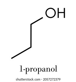 Propanol (n-propanol) solvent molecule. Skeletal formula.