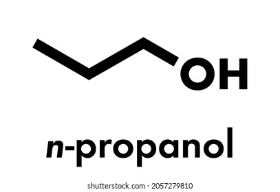 Propanol (n-propanol) solvent molecule. Skeletal formula.