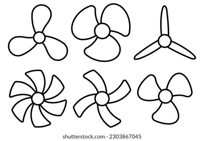 Propellerluft, Ventilator-Propeller, Lüfter und Blade, Propellergebläse. Vektorgrafik. EPS10.