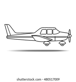propeller aircraft landing in black & white-vector drawing