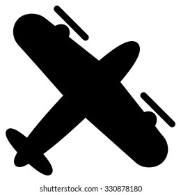 Propeller Aircraft vector icon. Style is flat black symbol, rounded angles, white background.