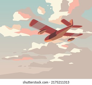 Avión de hélice volando sobre el cielo.