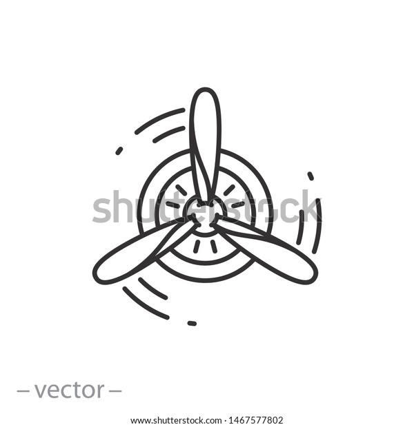 propeller of airplane\
icon, airplane propeller with radial engine, thin line symbol for\
web and mobile phone on white background - editable stroke vector\
illustration eps 10