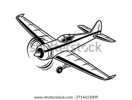 Propeller Airplane Logo Line Art