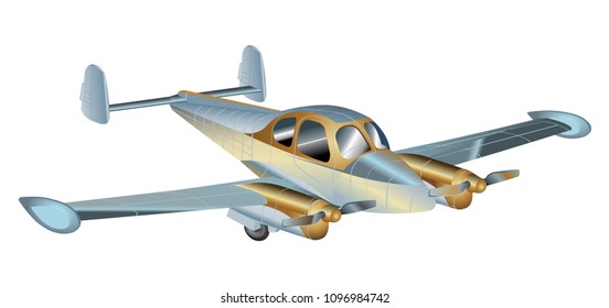 Propeller Airplane private realistic vector illustration isolated on white background