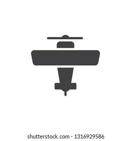 Propeller airplane vector icon. filled flat sign for mobile concept and web design. Biplane top view simple glyph icon. Symbol, logo illustration. Pixel perfect vector graphics