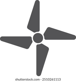Ícone preto da hélice. Símbolo do vento. Ventilador de ar