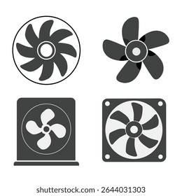 Propeller black silhouette illustration on white background Vol 02