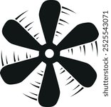 Propeller blades black icon. Rotation motion lines