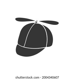 Propeller Cap Icon Silhouette Illustration. Hat Vector Graphic Pictogram Symbol Clip Art. Doodle Sketch Black Sign.