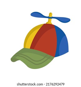 Propeller child hat illustration icon  Cap funny vector symbol   fashion clothing beanie sign  Head helicopter style   fun element kid clothes drawing  Humor cartoon wear   nerd costume 