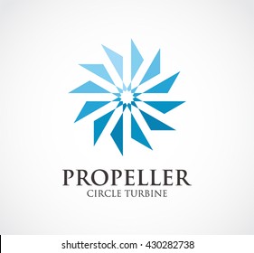 Propeller of circle turbine abstract vector and logo design or template power business icon of company identity symbol concept