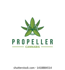 Propeller combine with cannabis logo design