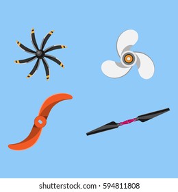 Propeller fan vector illustration fan propeller wind ventilator equipment air icon blower cooler set rotation technology power object circle rotate