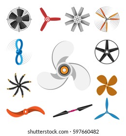 Propeller fan vector illustration fan propeller wind ventilator equipment air icon blower cooler set rotation technology power object circle rotate