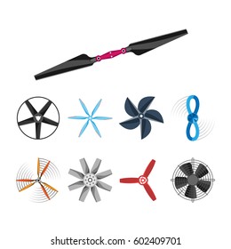 Propeller fan vector illustration fan propeller wind ventilator equipment air icon blower cooler set rotation technology power object circle rotate