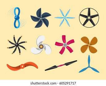 Propeller fan vector illustration fan propeller wind ventilator equipment air icon blower cooler set rotation technology power object circle rotate