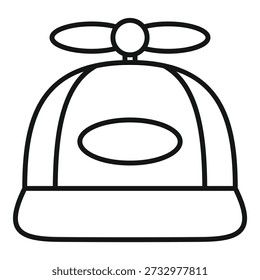 Propeller hat line art drawing, evoking childhood, fun, a toy, and creativity