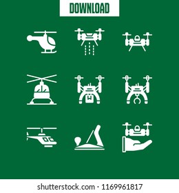 propeller icon. 9 propeller vector set. drone, wood plane and helicopter icons for web and design about propeller theme