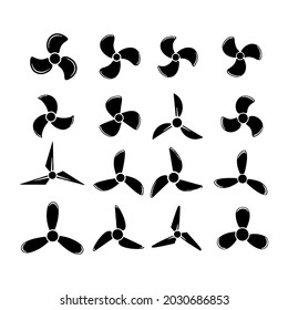 Propeller icon, Aircraft propeller icons, symbols fan rotating isolated on a white background