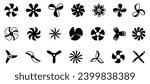 Propeller icon collection in black. Propeller screw icons. Propeller screw icon set. Black airplane propeller