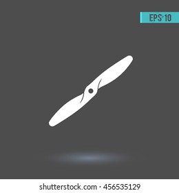 Propeller icon. Graphic symbol web design, logo. White glyph on a gray background. Isolated sign.